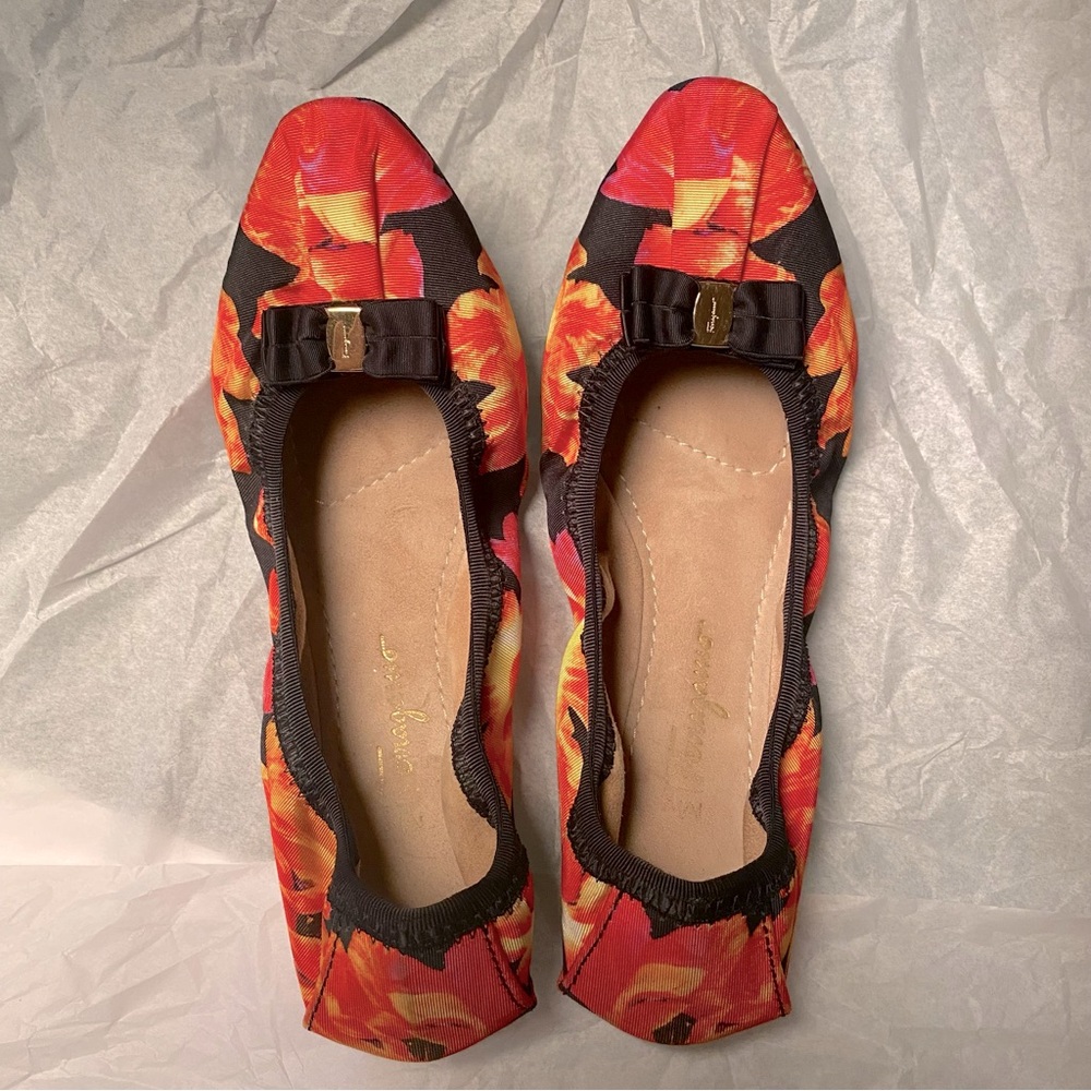 Ferragamo Floral Ballet Flats with Bow
